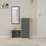 Hanah Home Recibidor Asia Escandinavo Roble y Antracita con Espejo y Almacenamiento 80x90x29.5cm